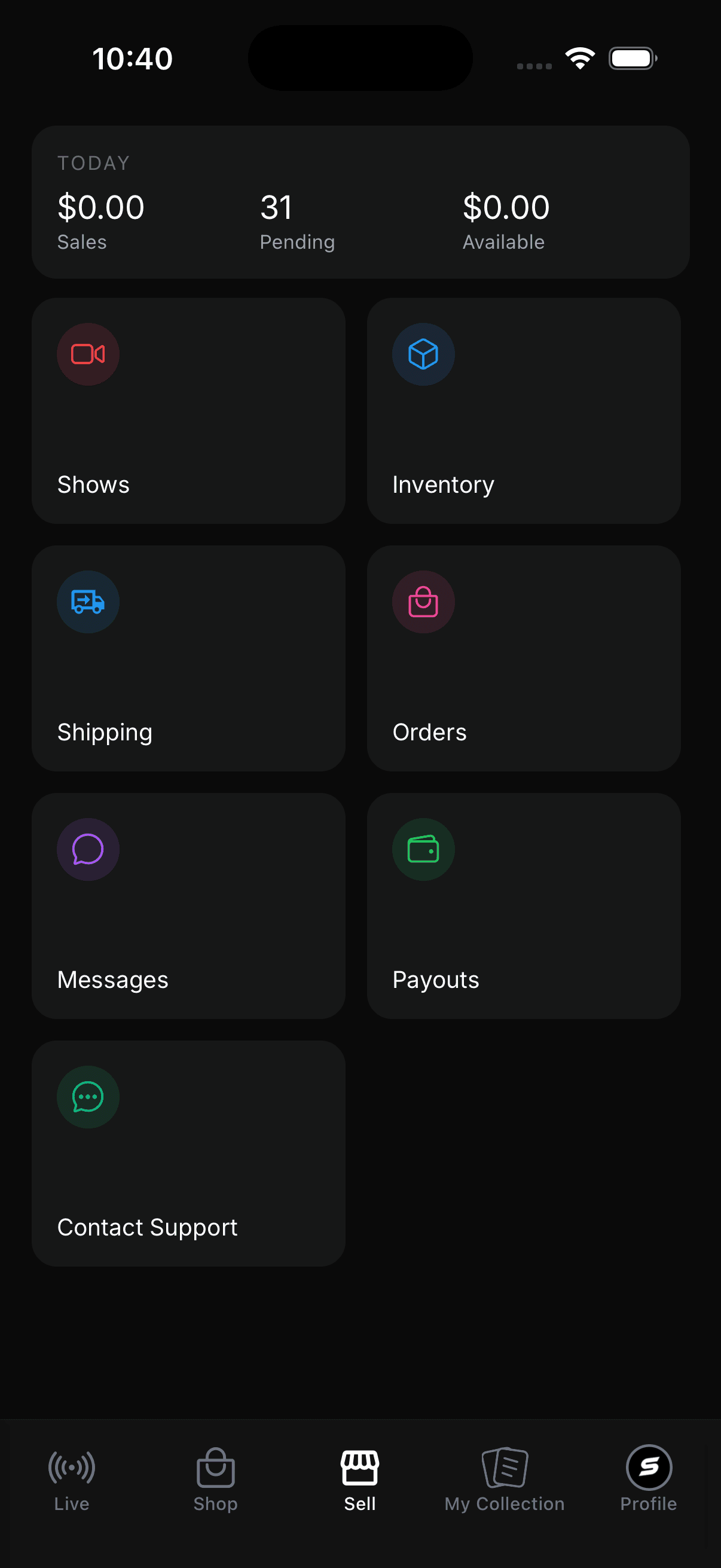 Snag seller dashboard